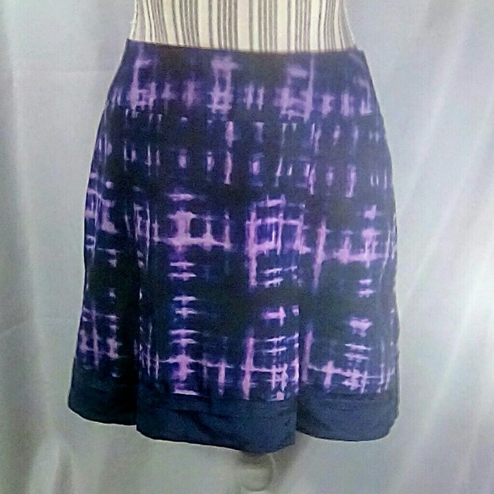 Simply Vera Vera Wang Purple & Navy Pleated Front Skirt Size 6